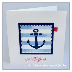 Glückwunschkarte mit ausgestanztem Anker