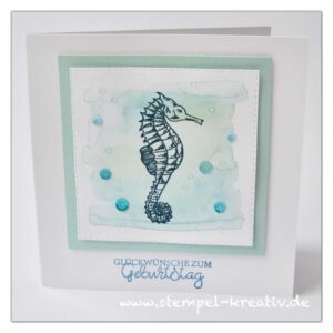 Glückwunschkarte Geburtstag Seepferdchen