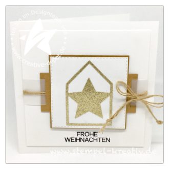 Weihnachtskarte Geschenkbandstanze Haus mit Stern