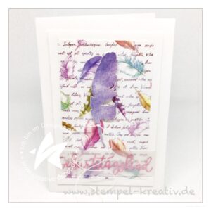 Glückwunschkarte Geburtstagskind Frühlingsfedern